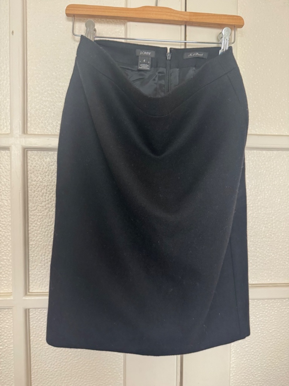J Crew Black Knee Length No 2 Lined Wool Skirt - Size 4